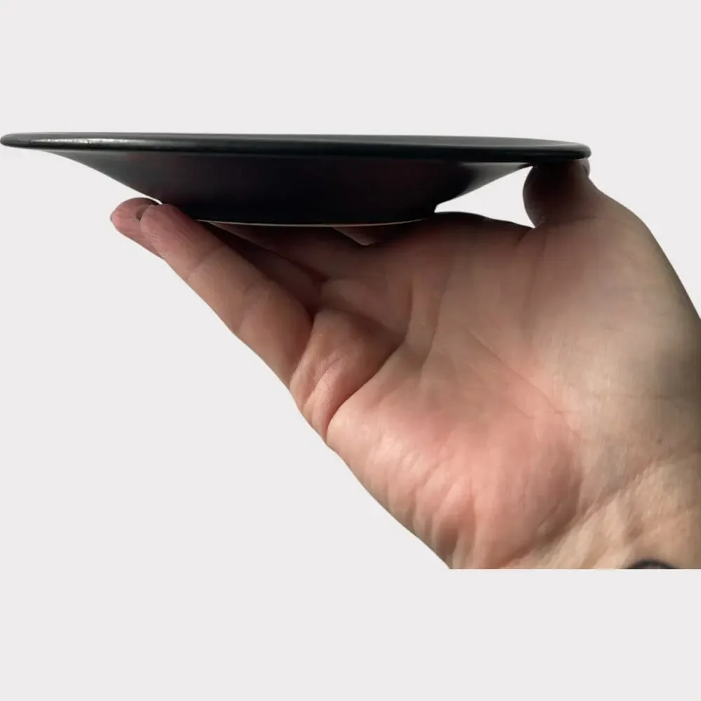 Pottery Barn Ellipse Saucer Dishes Set of 5 Black Made in Japan Stoneware 6